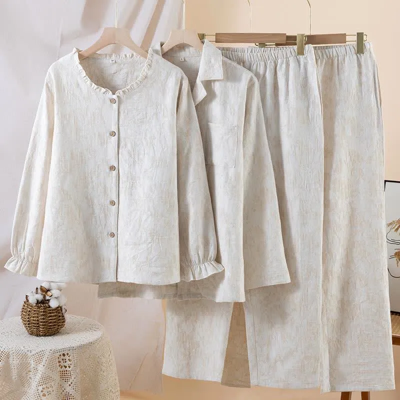 Passendes minimalistisches Loungewear-Set aus Baumwollleinen