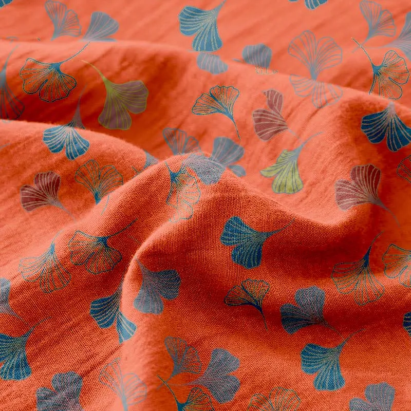 Wendbare Tagesdecke aus Baumwollgaze-Jacquard „Ginkgo“