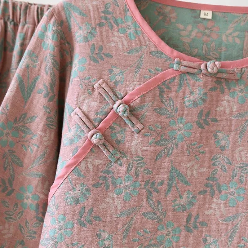 Pyjama aus Baumwollgaze-Jacquard mit orientalischem Blumenmuster