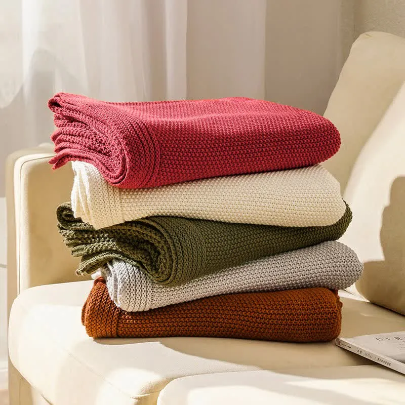 Ownkoti Einfache einfarbige Strickdecke