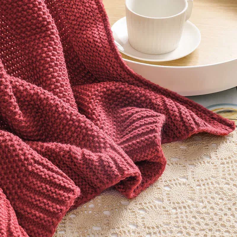 Ownkoti Einfache einfarbige Strickdecke