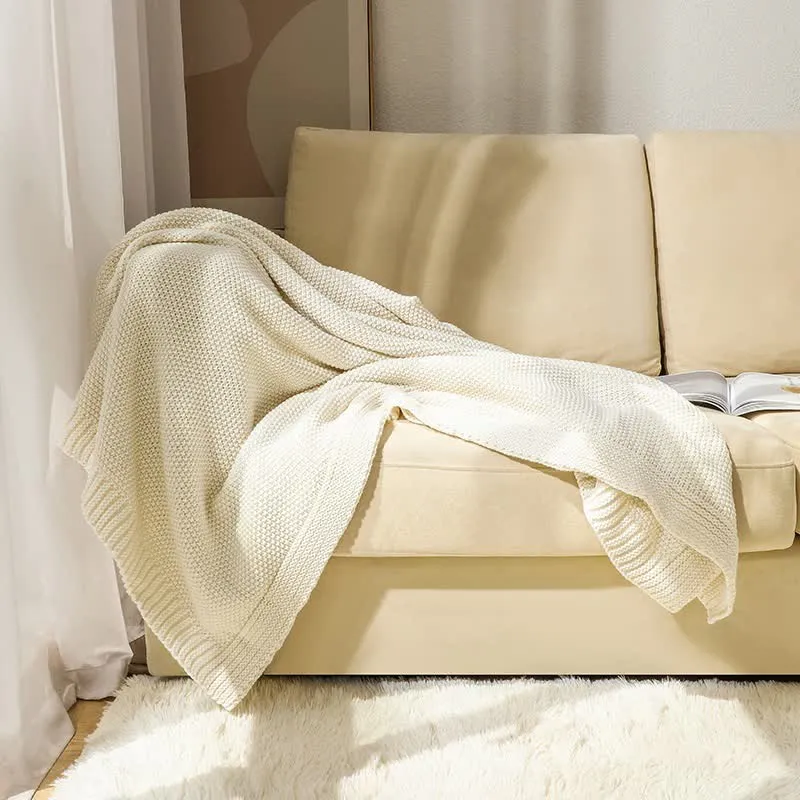 Ownkoti Einfache einfarbige Strickdecke