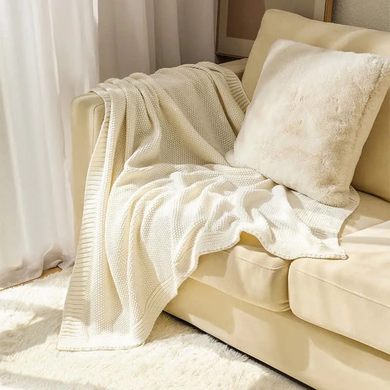 Ownkoti Einfache einfarbige Strickdecke