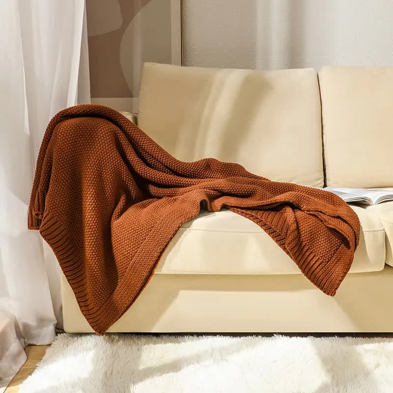 Ownkoti Einfache einfarbige Strickdecke