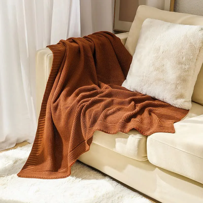 Ownkoti Einfache einfarbige Strickdecke
