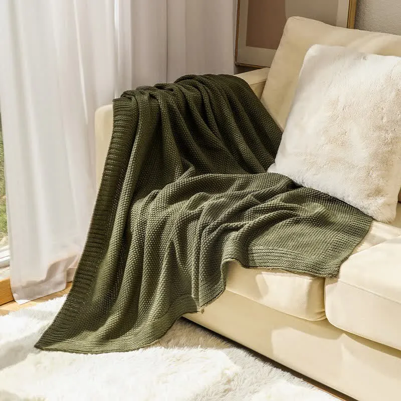 Ownkoti Einfache einfarbige Strickdecke