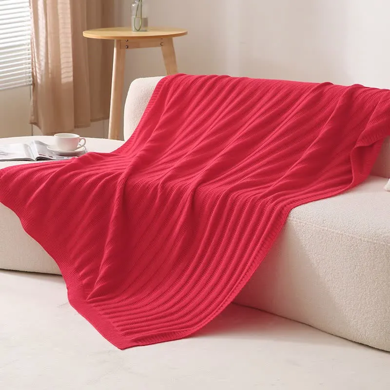 Ownkoti Strickdecke mit einfarbigen Streifen und Struktur