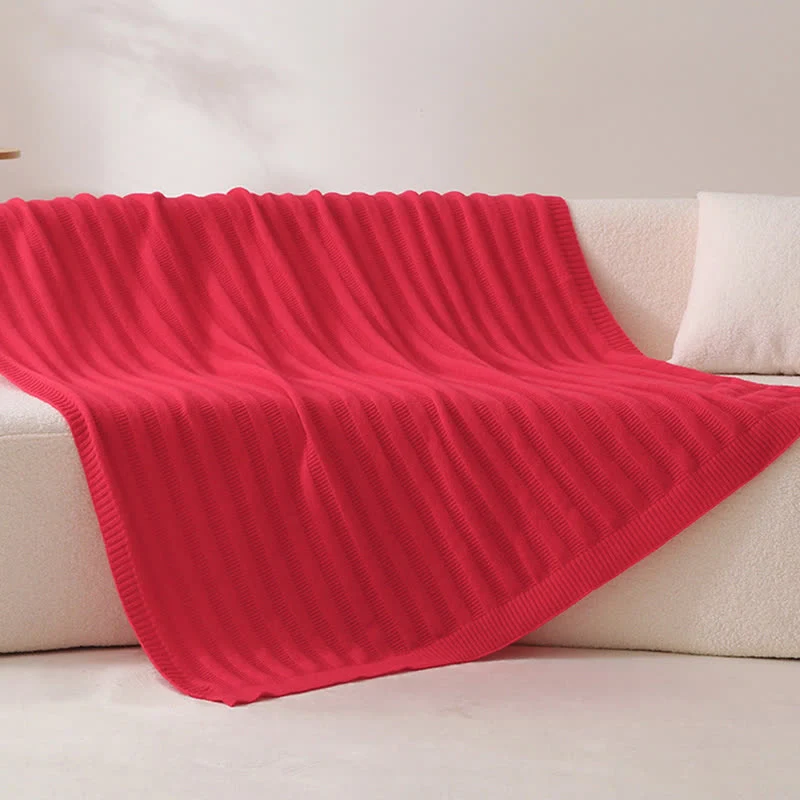 Ownkoti Strickdecke mit einfarbigen Streifen und Struktur