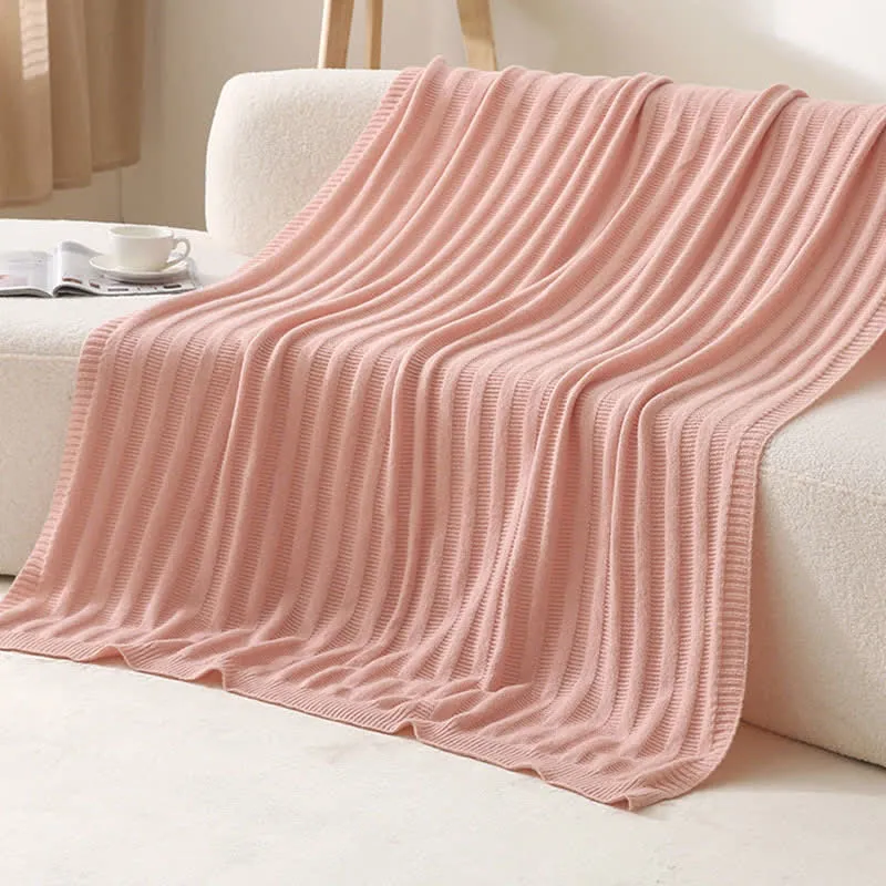 Ownkoti Strickdecke mit einfarbigen Streifen und Struktur