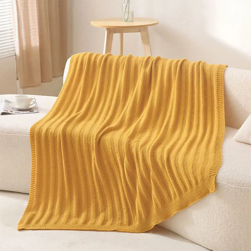 Ownkoti Strickdecke mit einfarbigen Streifen und Struktur