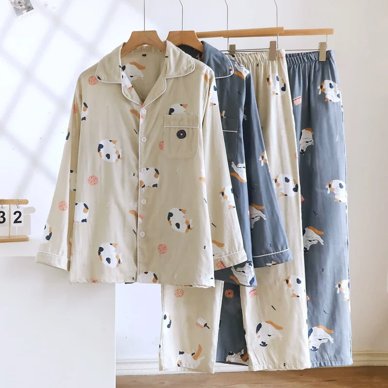 Passendes Loungewear-Set aus Baumwolle mit Cartoon-Katze
