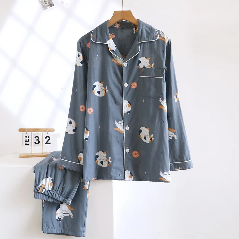 Passendes Loungewear-Set aus Baumwolle mit Cartoon-Katze