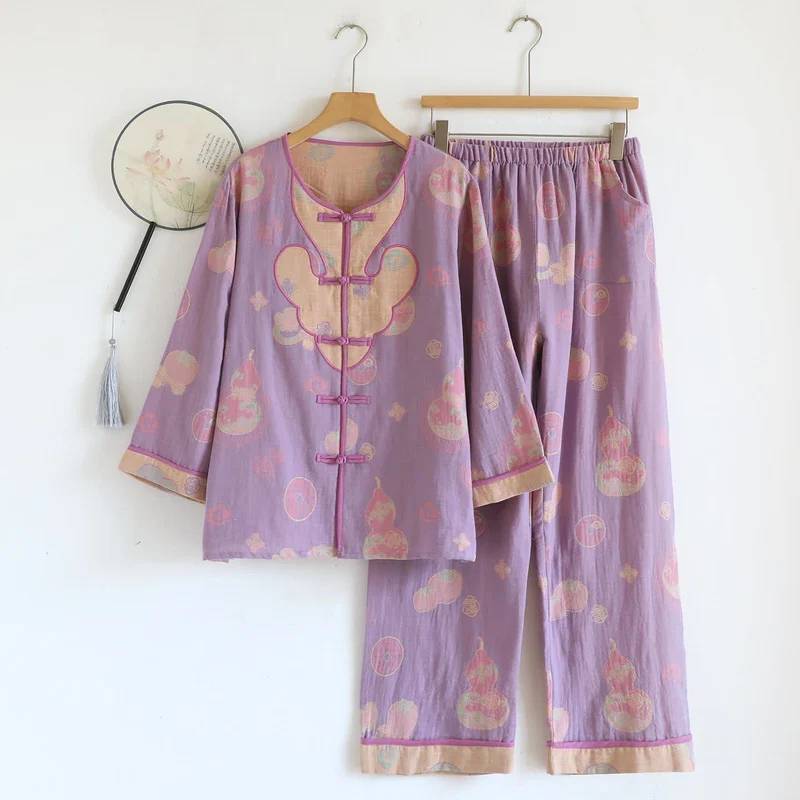 Pyjama-Set aus Baumwolle im orientalischen Stil mit Kürbismotiv