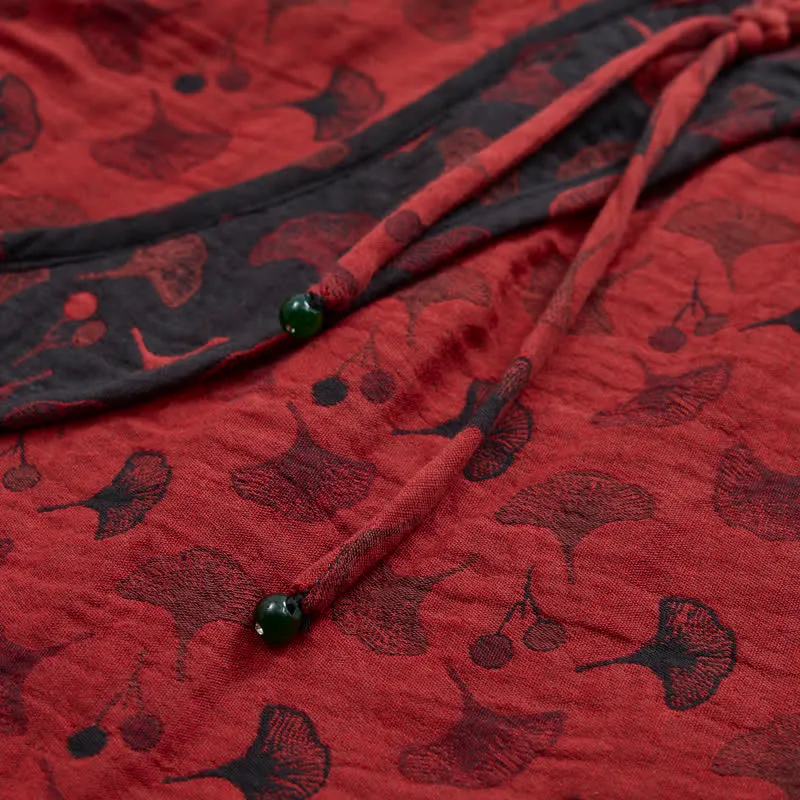 Ginkgoblatt-Baumwollpyjama mit orientalischen Quasten