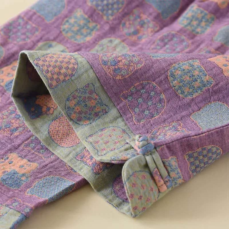 Vintage Baumwoll-Katzen-Langarm-Pyjama