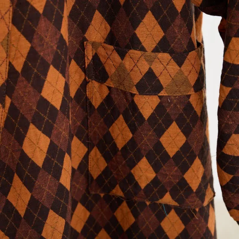 Kimono-Bademantel aus Baumwollgaze mit Rautenmuster