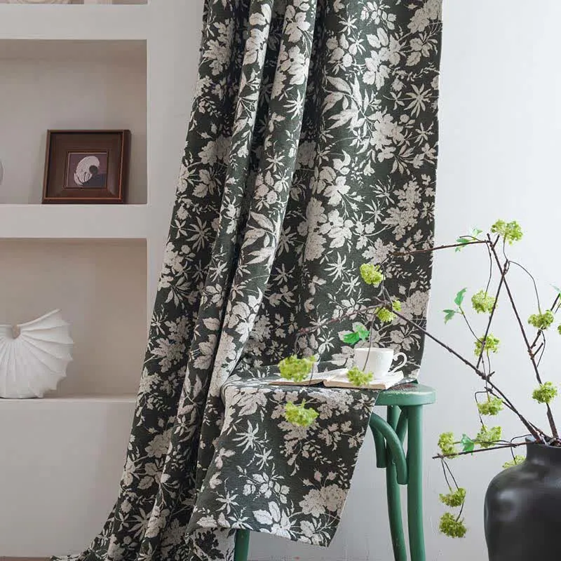 Jacquard-Vorhang im pastoralen Stil mit Blumenmuster
