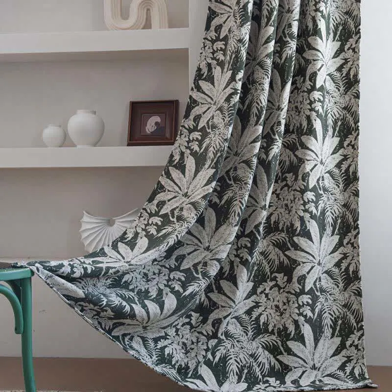 Jacquard-Vorhang mit tropischem Inselblattmuster