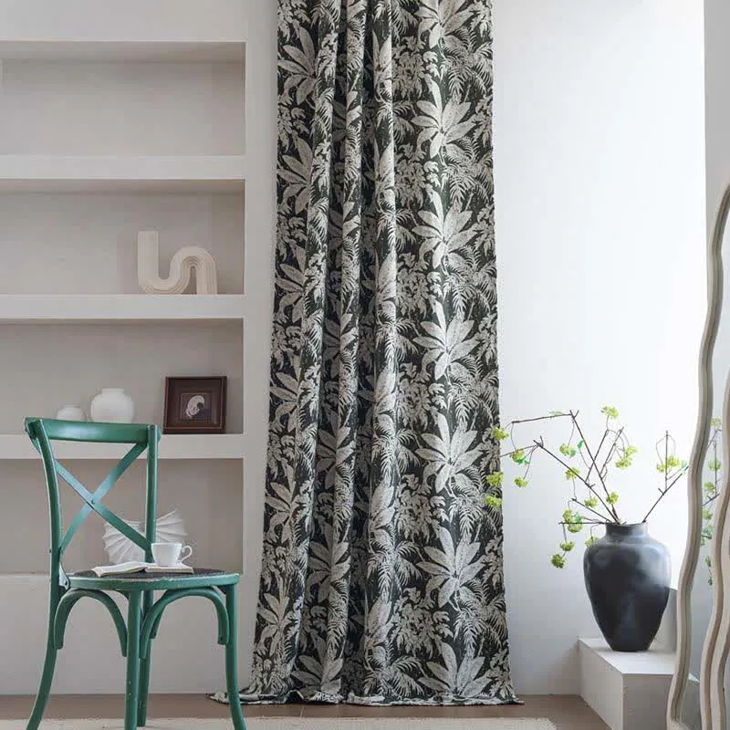 Jacquard-Vorhang mit tropischem Inselblattmuster