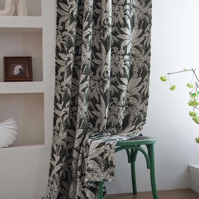 Jacquard-Vorhang mit tropischem Inselblattmuster