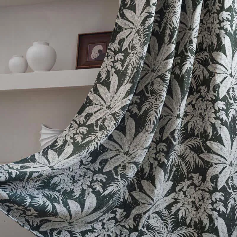 Jacquard-Vorhang mit tropischem Inselblattmuster