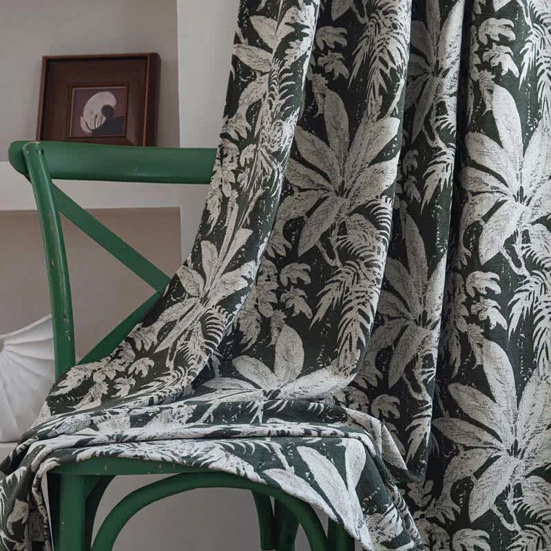 Jacquard-Vorhang mit tropischem Inselblattmuster