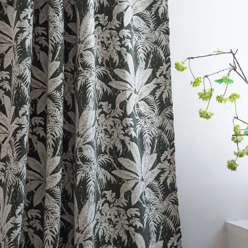 Jacquard-Vorhang mit tropischem Inselblattmuster