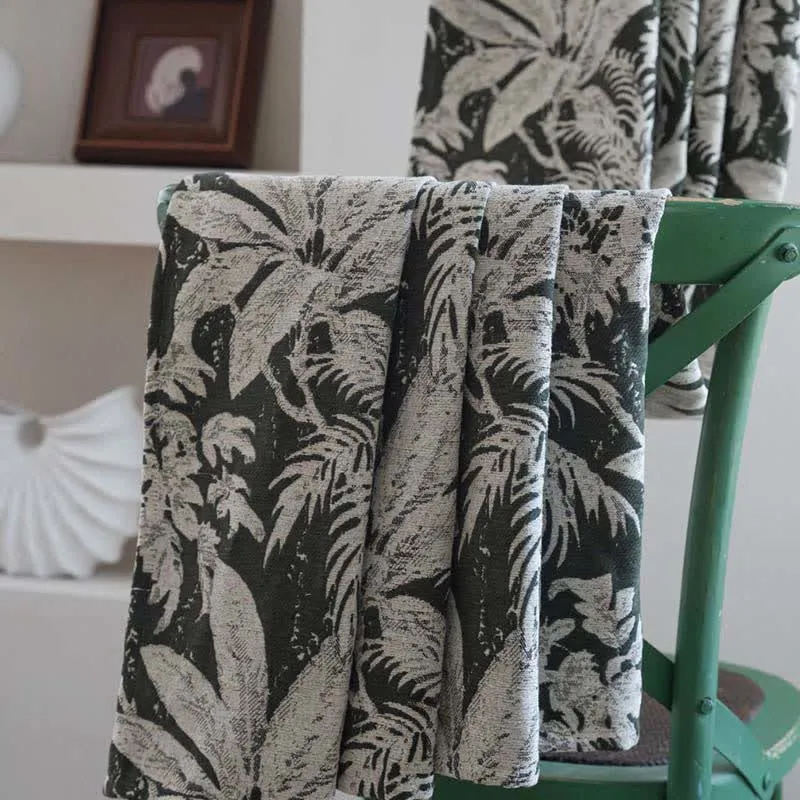 Jacquard-Vorhang mit tropischem Inselblattmuster