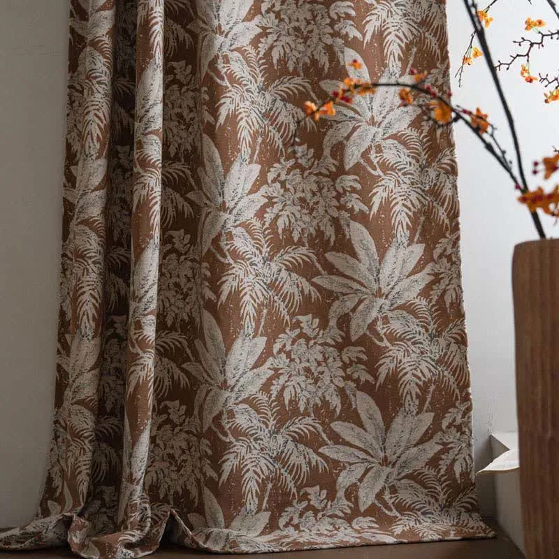 Jacquard-Vorhang mit tropischem Inselblattmuster