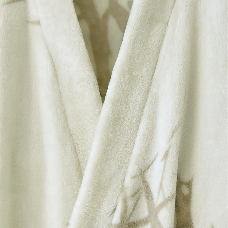 Unisex-Bademantel aus Fleece mit Bambusdruck