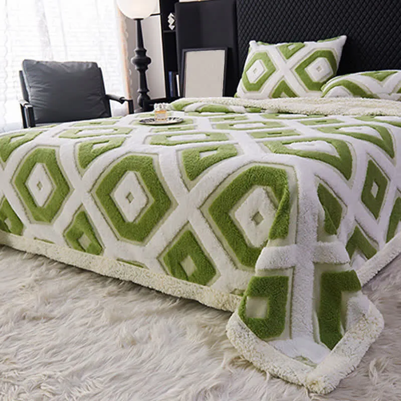 Jacquard-Sherpadecke mit geometrischem Muster