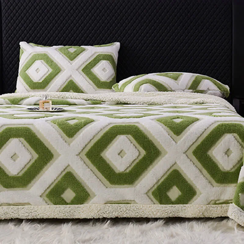 Jacquard-Sherpadecke mit geometrischem Muster