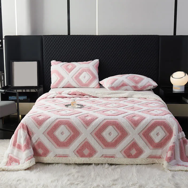 Jacquard-Sherpadecke mit geometrischem Muster