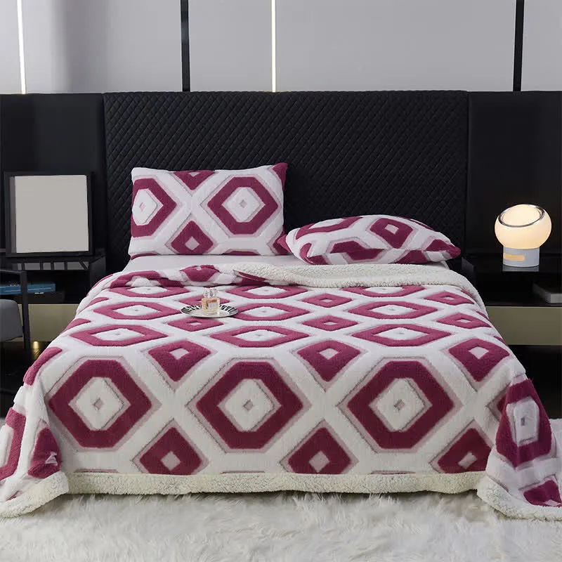 Jacquard-Sherpadecke mit geometrischem Muster