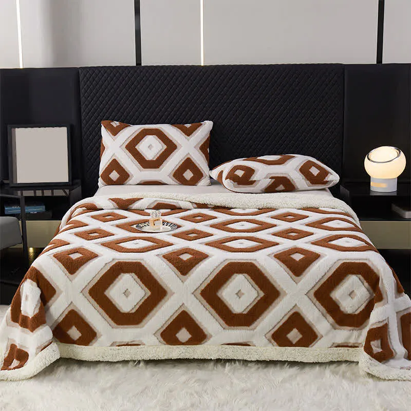 Jacquard-Sherpadecke mit geometrischem Muster