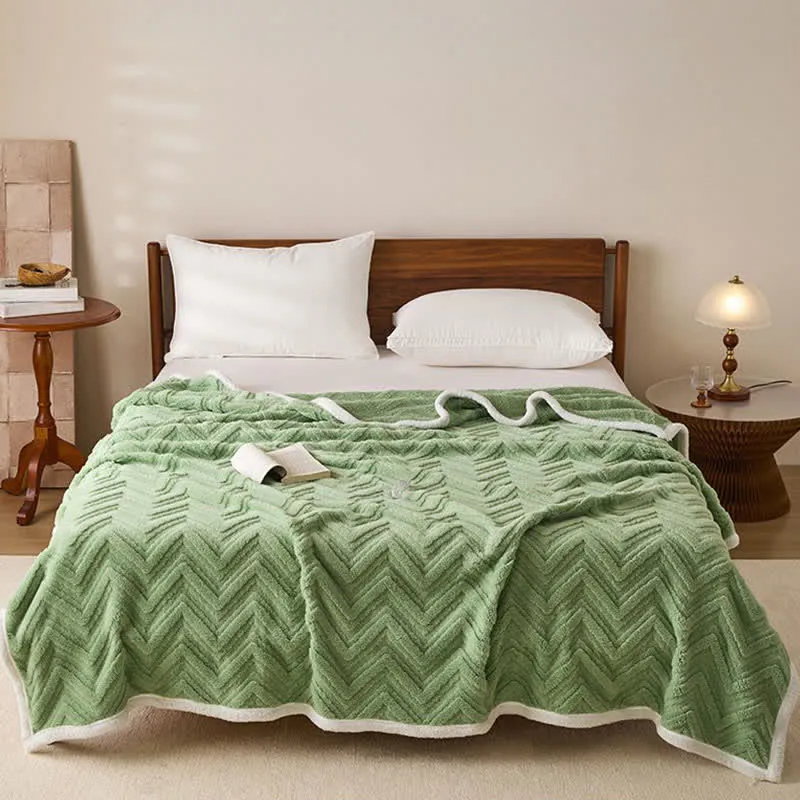 Moderne warme Jacquarddecke mit Chevron-Muster