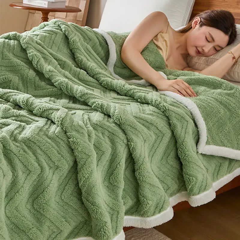 Moderne warme Jacquarddecke mit Chevron-Muster