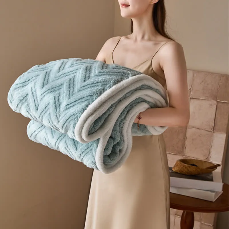 Moderne warme Jacquarddecke mit Chevron-Muster