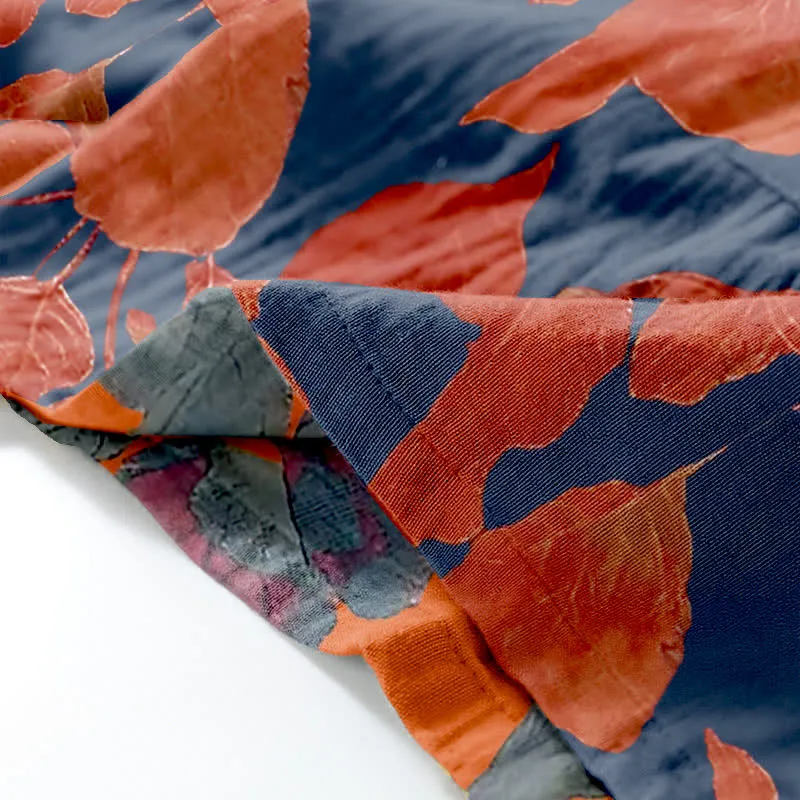 Loungewear-Set aus Baumwoll-Kimono mit botanischem Blattmuster