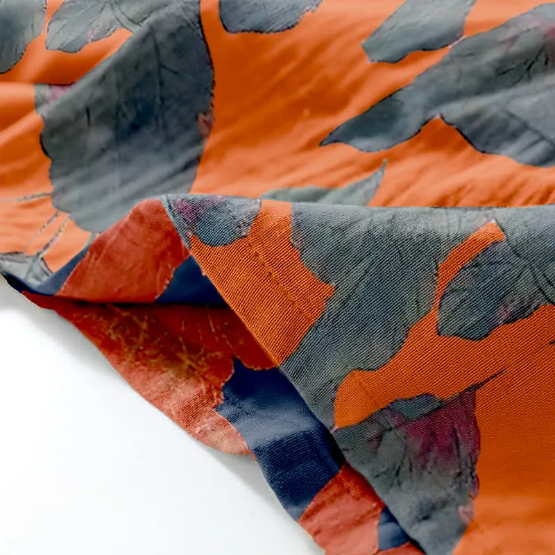 Loungewear-Set aus Baumwoll-Kimono mit botanischem Blattmuster