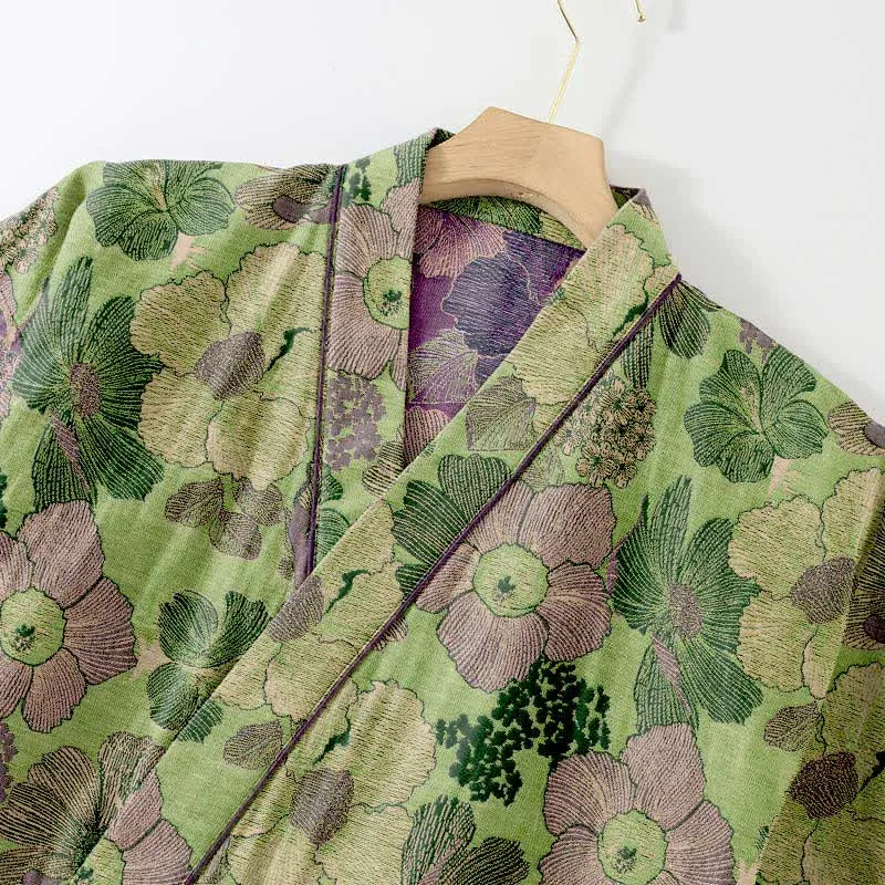 Loungewear-Set im Kimono-Stil mit Pfirsichblütenmuster