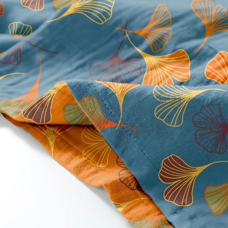 Kimono-Loungewear-Set aus Ginkgo-Baumwollgaze