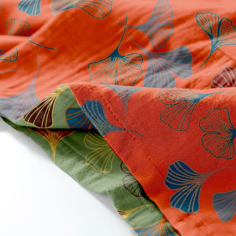 Kimono-Loungewear-Set aus Ginkgo-Baumwollgaze