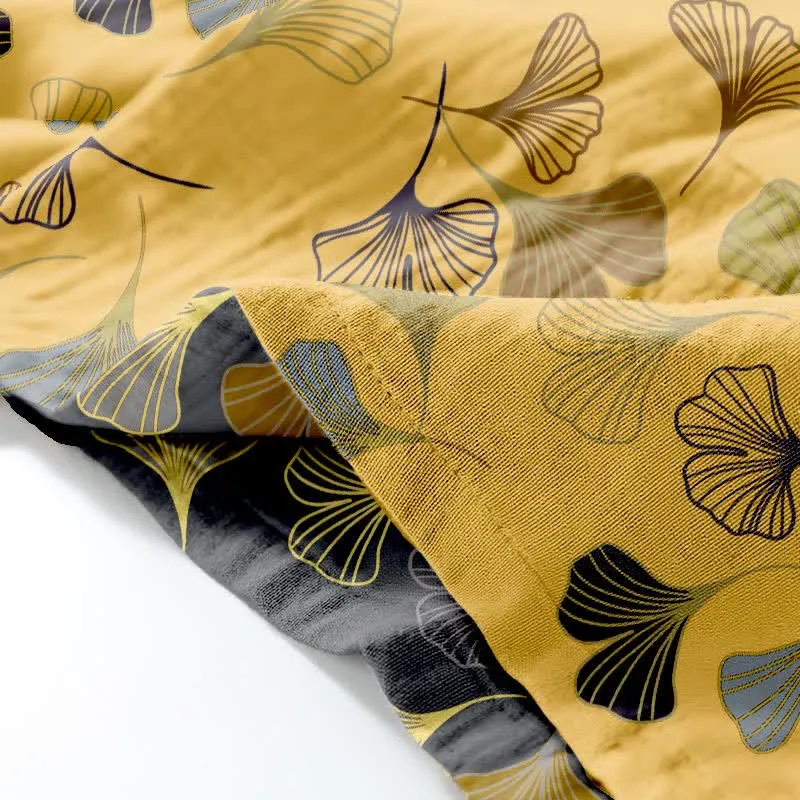 Kimono-Loungewear-Set aus Ginkgo-Baumwollgaze