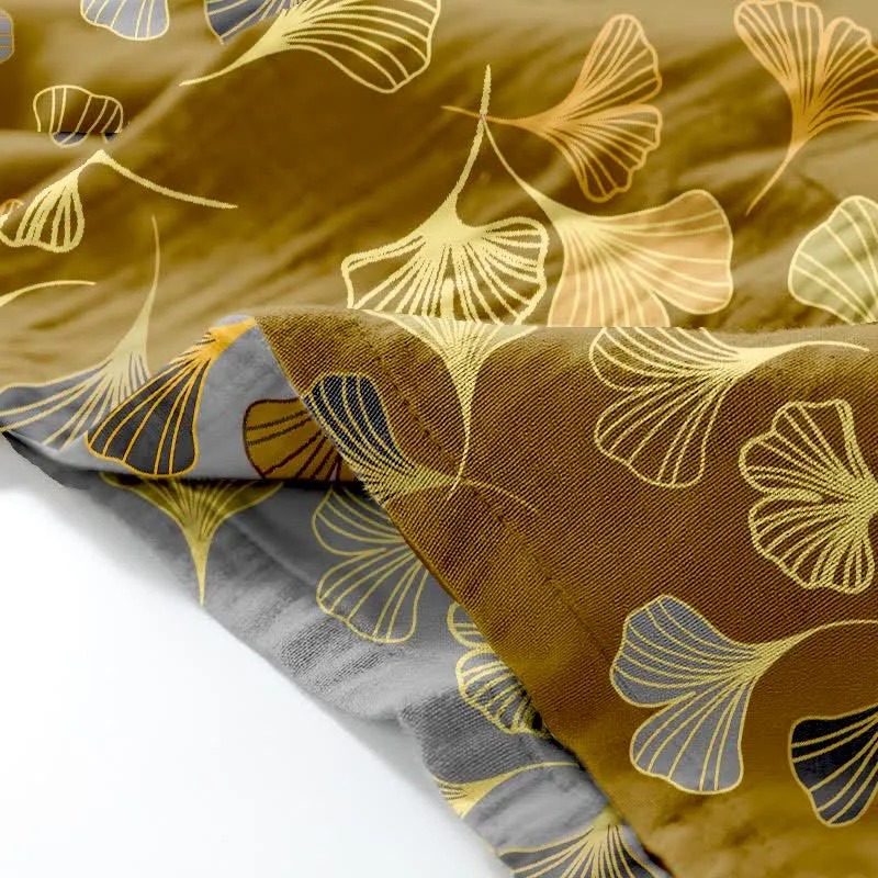Kimono-Loungewear-Set aus Ginkgo-Baumwollgaze