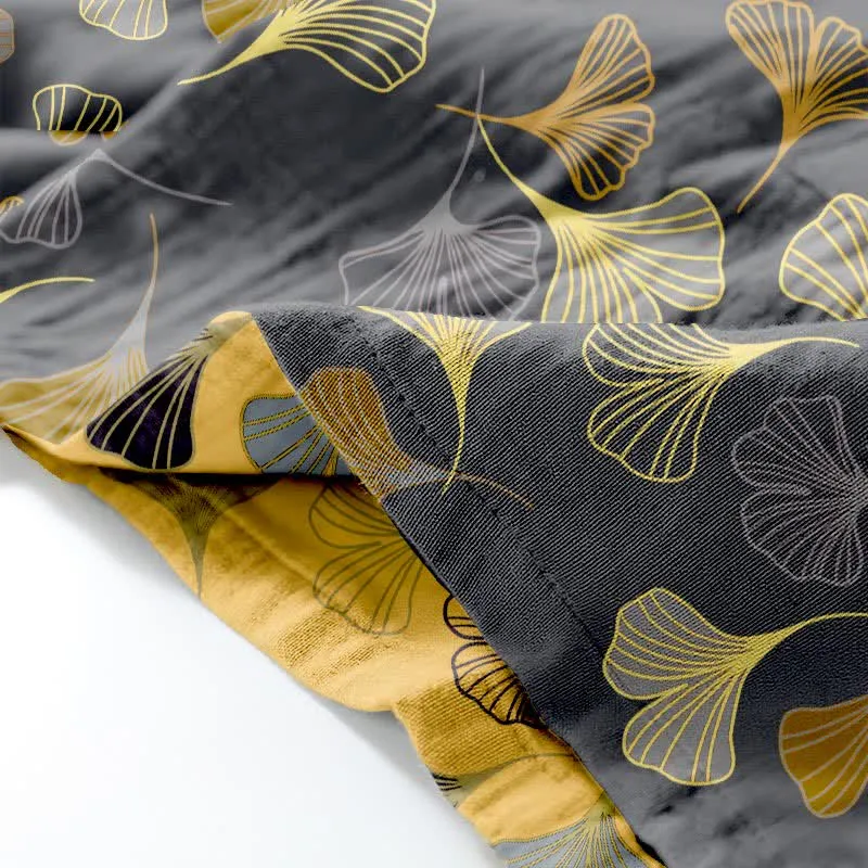 Kimono-Loungewear-Set aus Ginkgo-Baumwollgaze