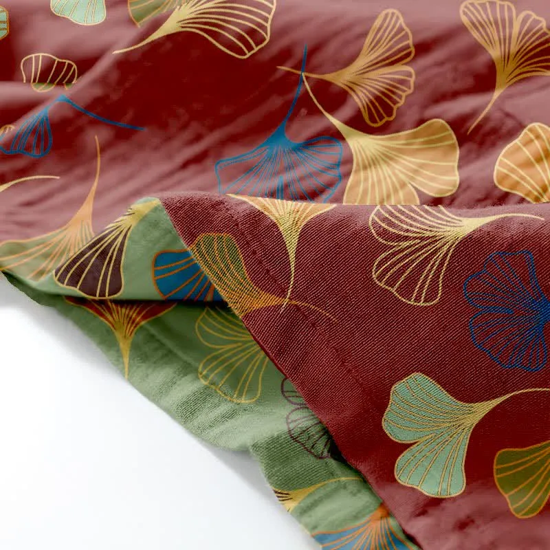 Kimono-Loungewear-Set aus Ginkgo-Baumwollgaze