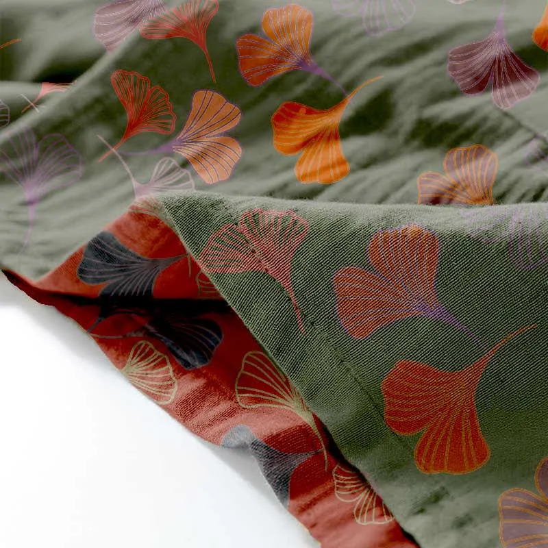 Kimono-Loungewear-Set aus Ginkgo-Baumwollgaze