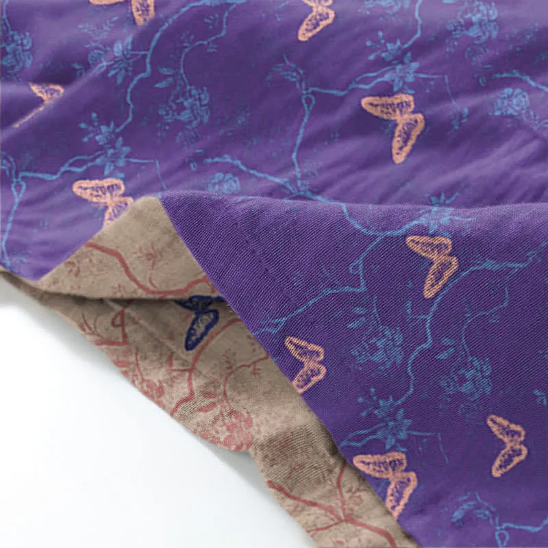 Loungewear-Set aus Baumwollgaze-Kimono mit Schmetterlingsmotiv