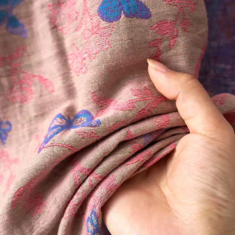 Loungewear-Set aus Baumwollgaze-Kimono mit Schmetterlingsmotiv